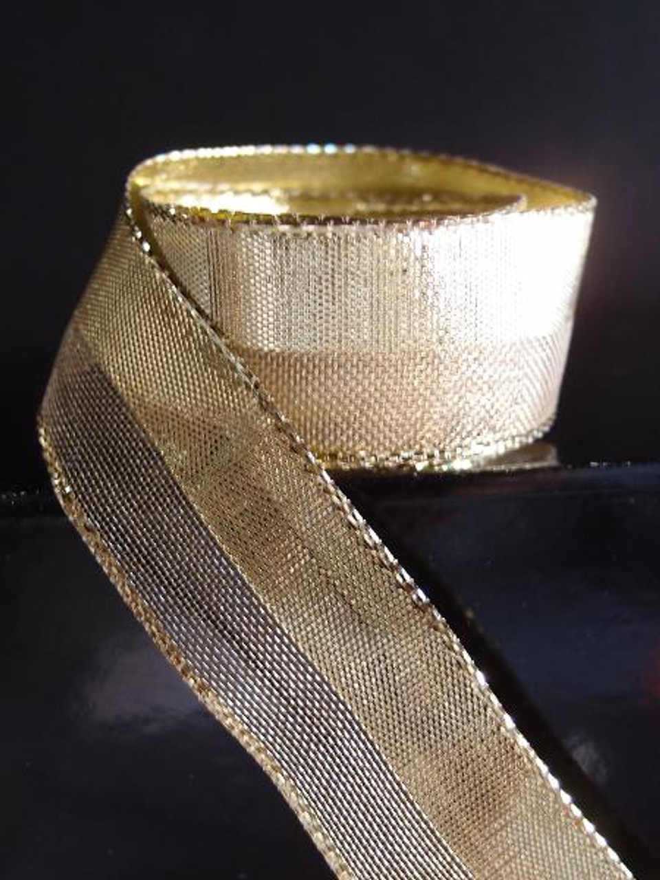 Gold Nylon Metallic  Wired Ribbon (4 sizes)