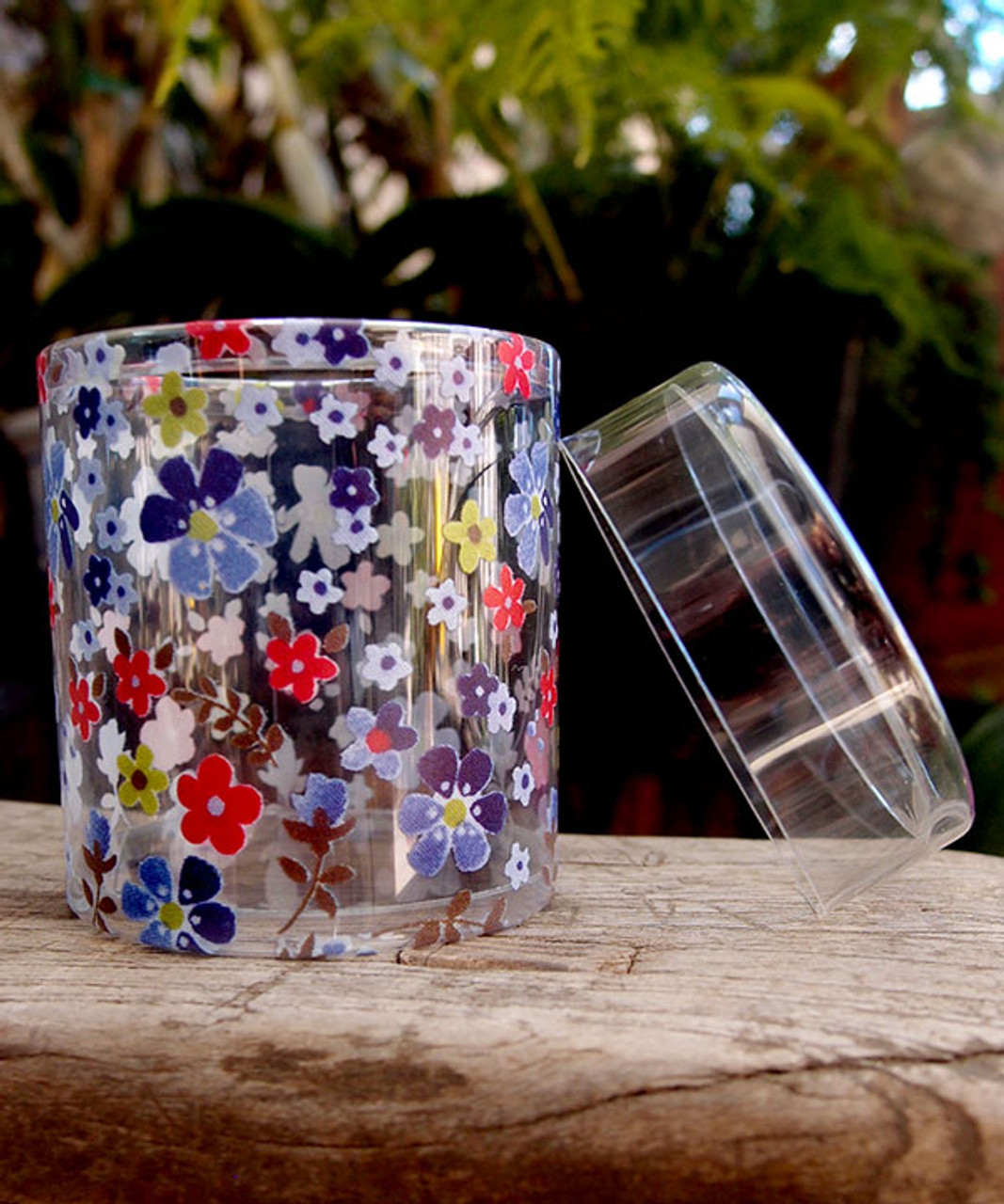 2"dia. x 2"H Cylinder Box-Purple/Red Floral