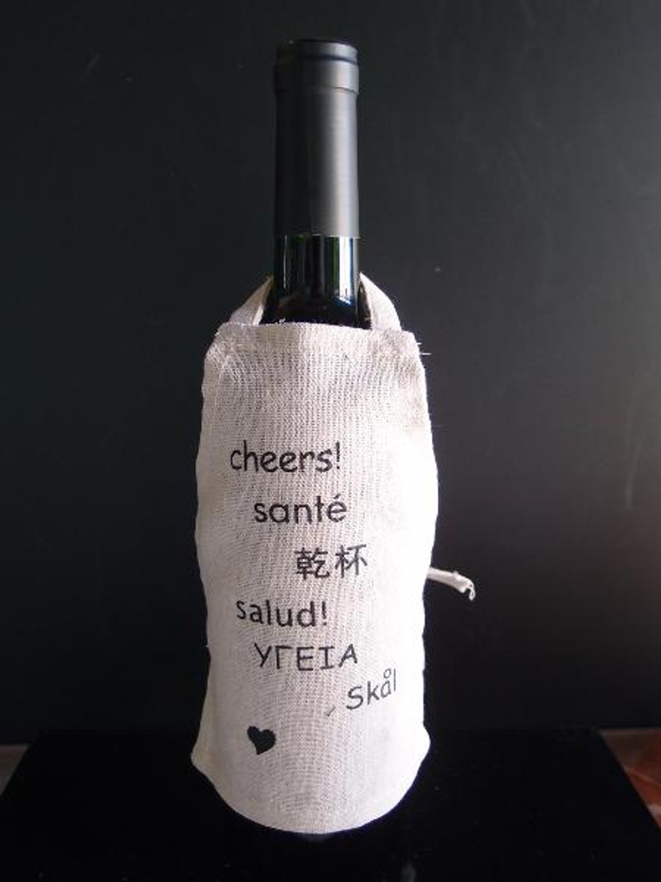 Linen Wine Bottle Apron 5.5"W x 7.5"