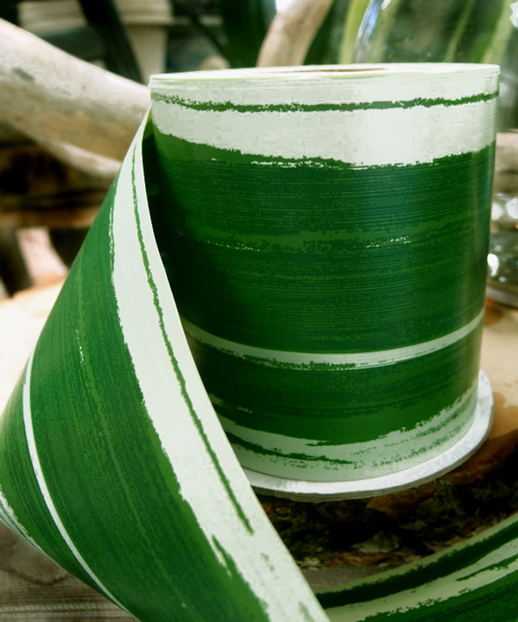 Variegated Green & Light Green 4 1/4 inches Aspidistra Leaf Ribbon