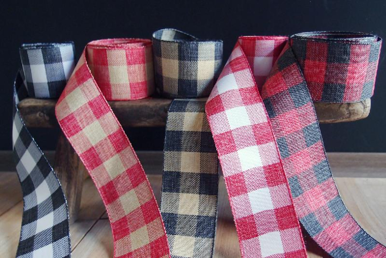 Black & Natural Check Buffalo Plaid Ribbon