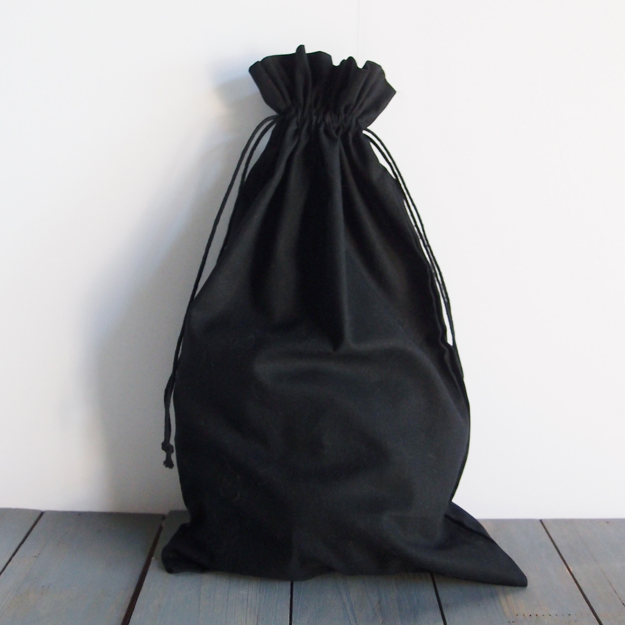 Black Cotton Bag with Black Drawstrings Wholesale Cotton