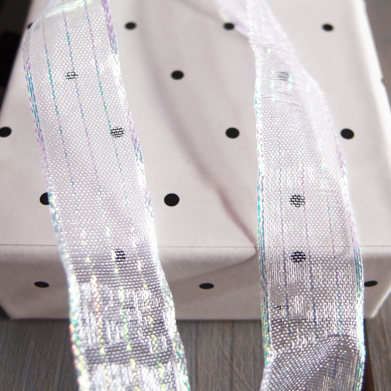 White Sheer Shimmery Corsage Ribbon (2 sizes)