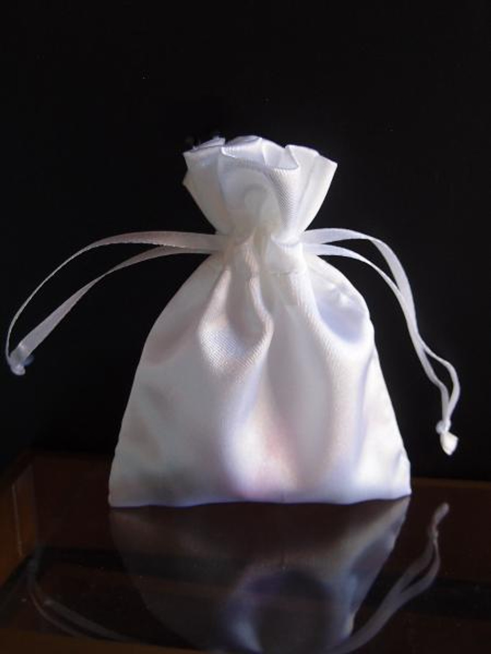 White Satin Bag with Satin Ribbon String  (2 sizes)