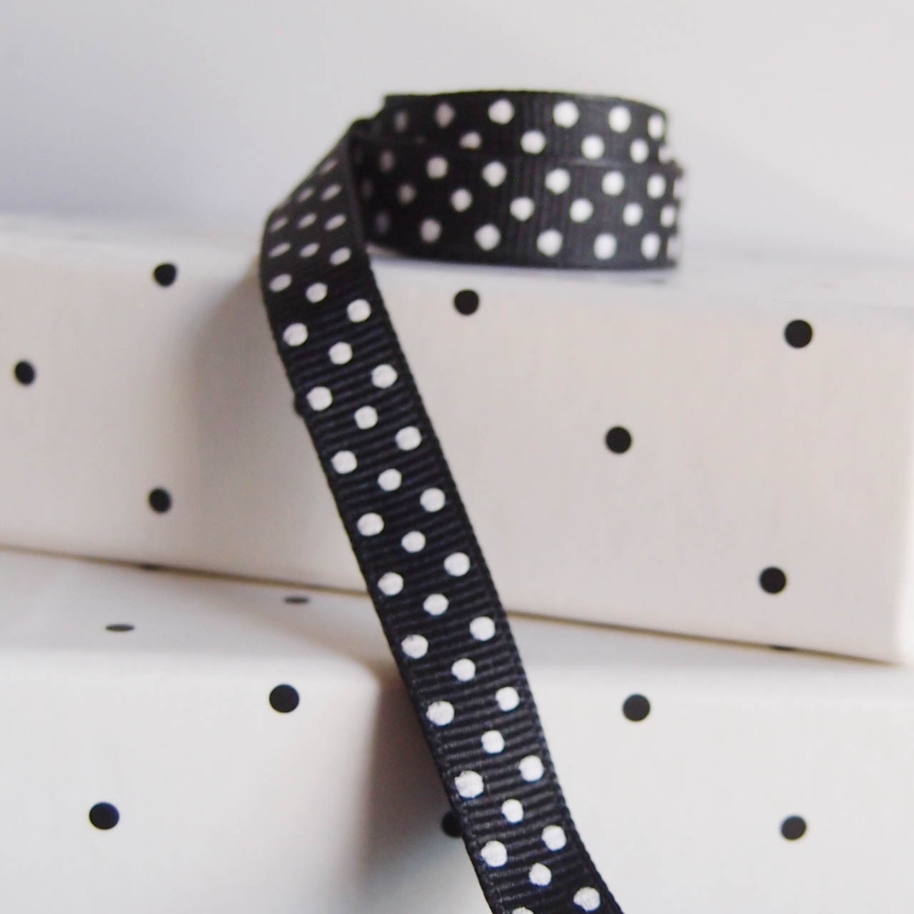 Black Grosgrain with Swiss Dots