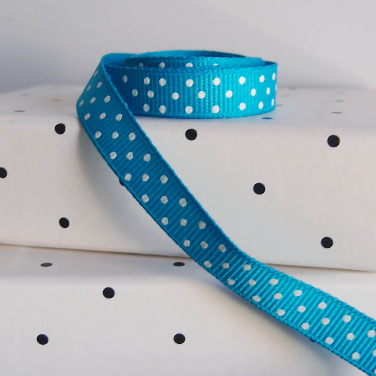 Turquoise  Grosgrain with Swiss Dots