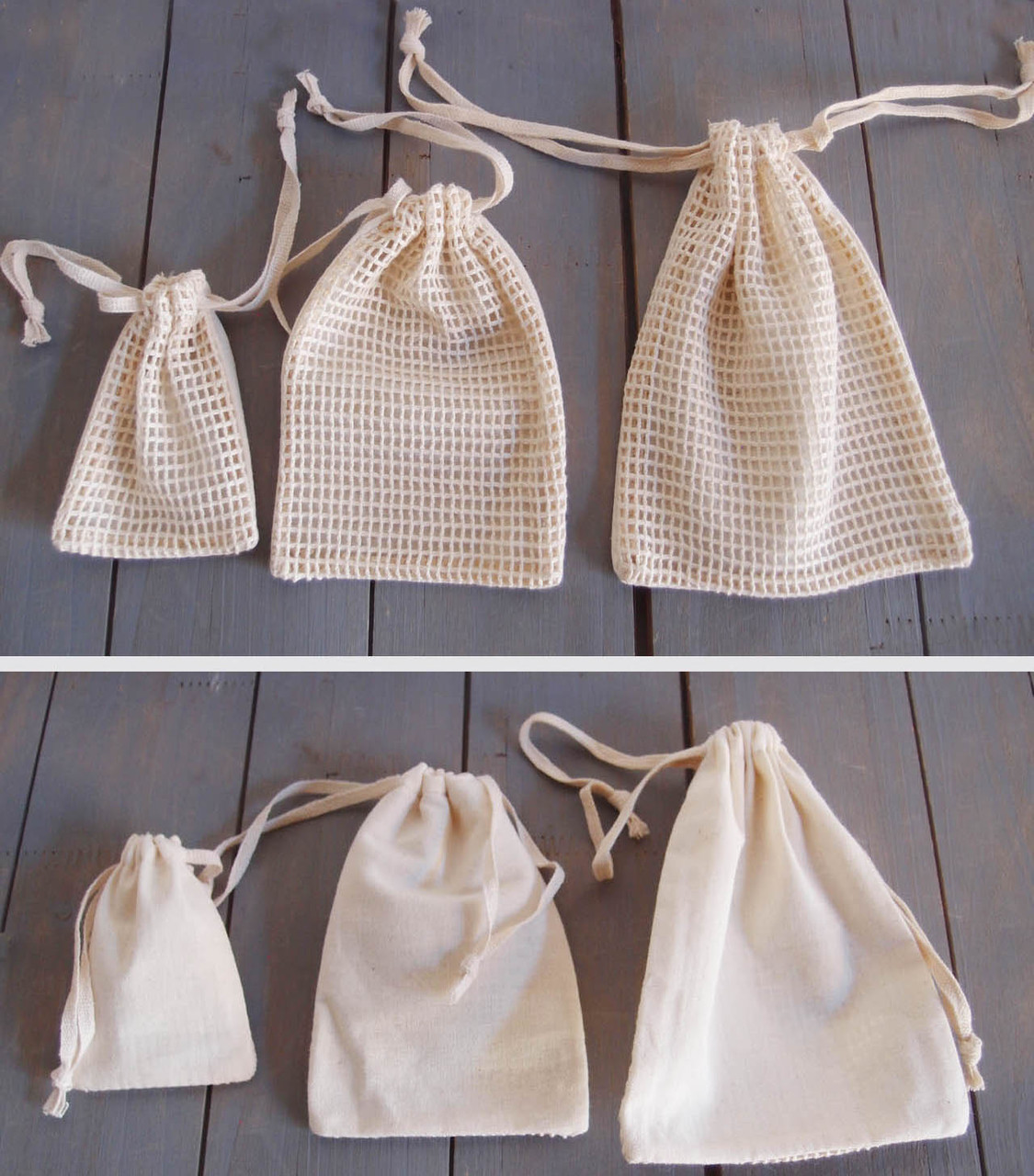 Wholesale Cotton Net Bags Cotton Net Drawstring Bag with Fabric