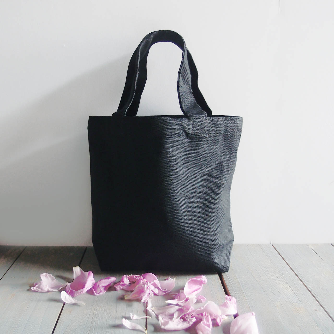 Small Cotton Canvas Tote Bag Black B876 79 Wholesale Black Canvas