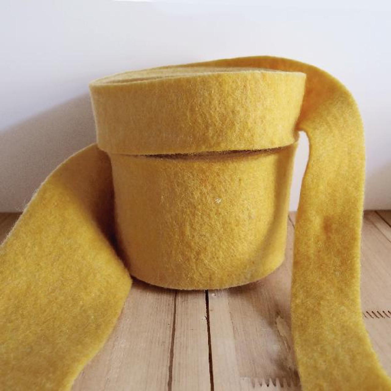 Yellow Pure Wool Felt Ribbon  (2 sizes)