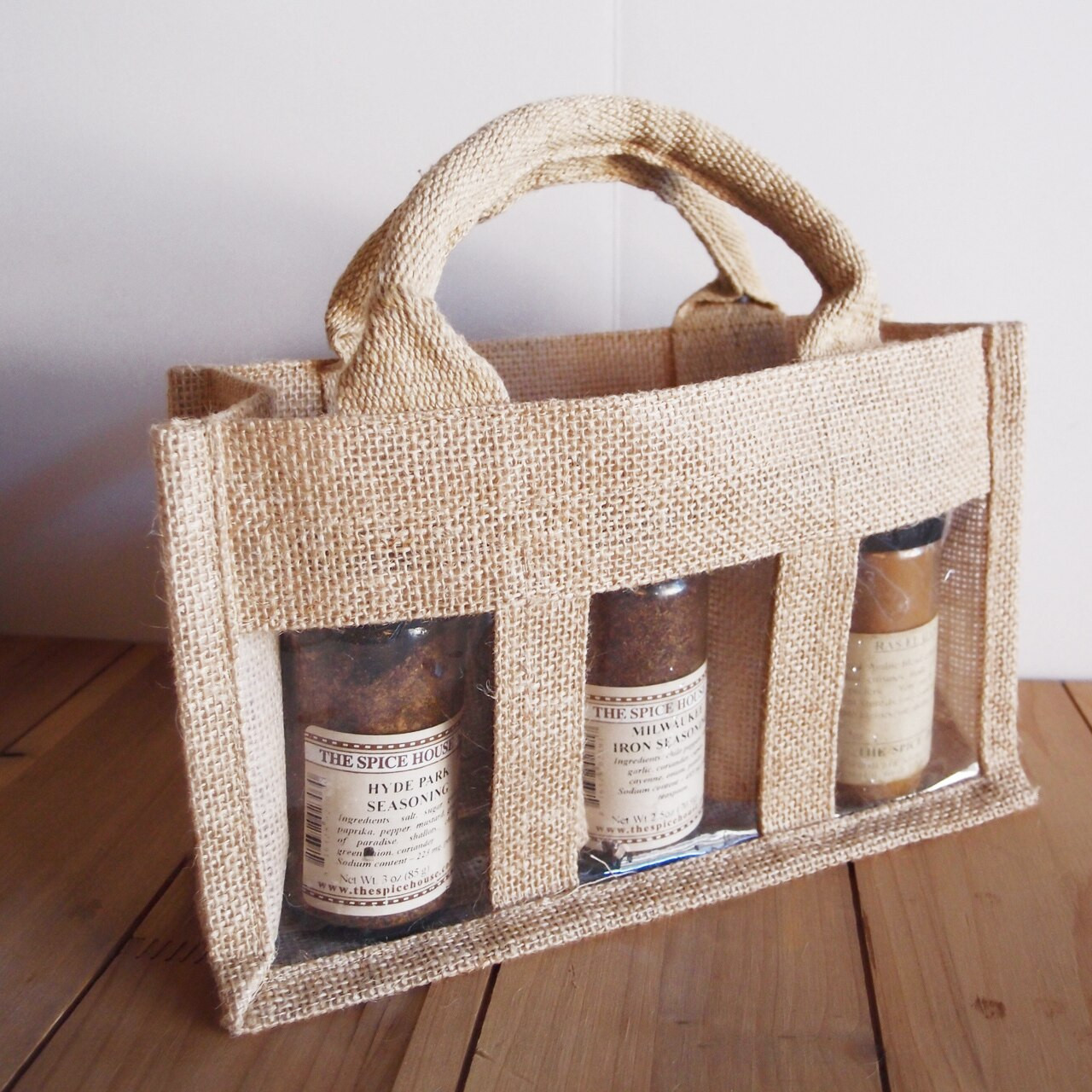 Burlap tote shop bag