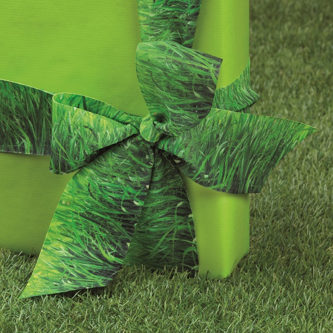 1 ½” x 10 meters Green Grass Printed Ribbon 