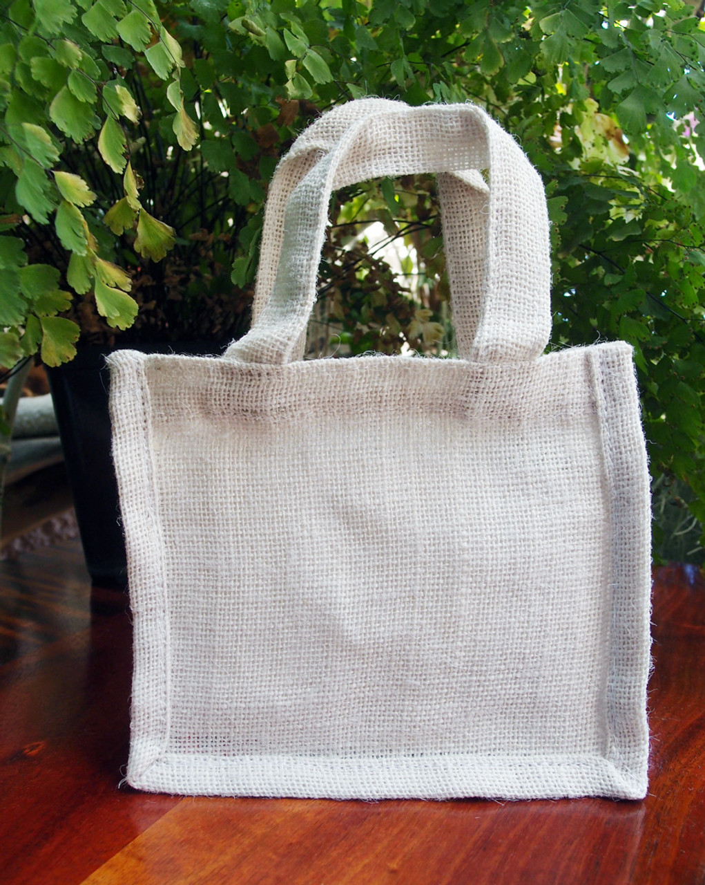 Small Gusset Jute Bags White 7" x 6" x 2"