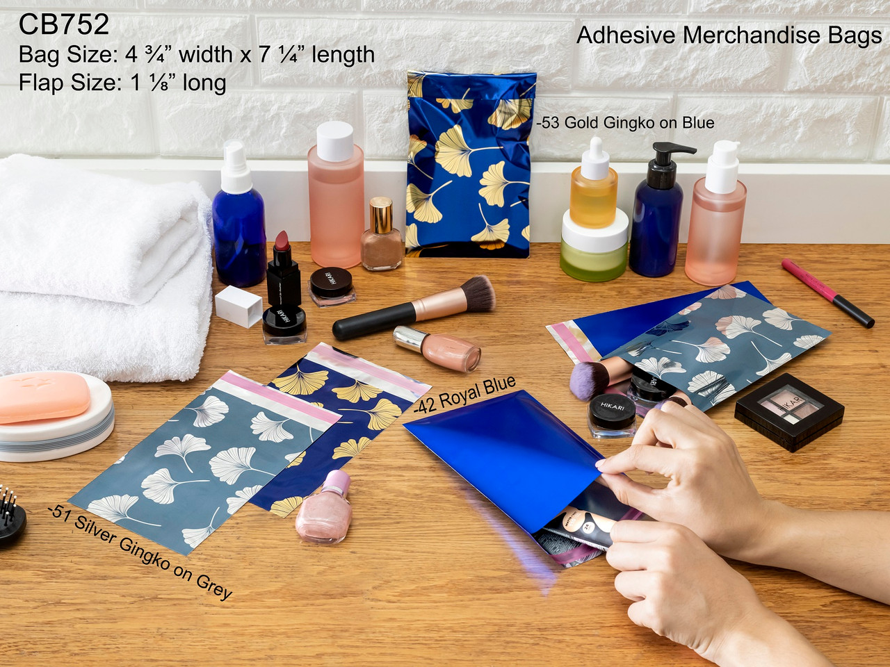 Adhesive Merchandise Bags 4 3/4" x 7 1/4" Royal Blue 