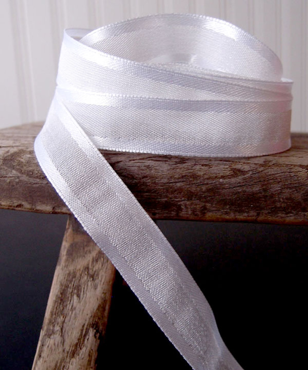White Faux Linen Ribbon with Satin Edge (3 sizes)