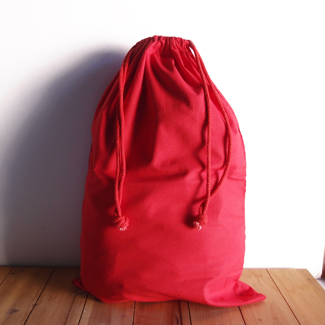 Red Cotton Canvas Drawstring Bags with Red Drawstring (10 sizes)