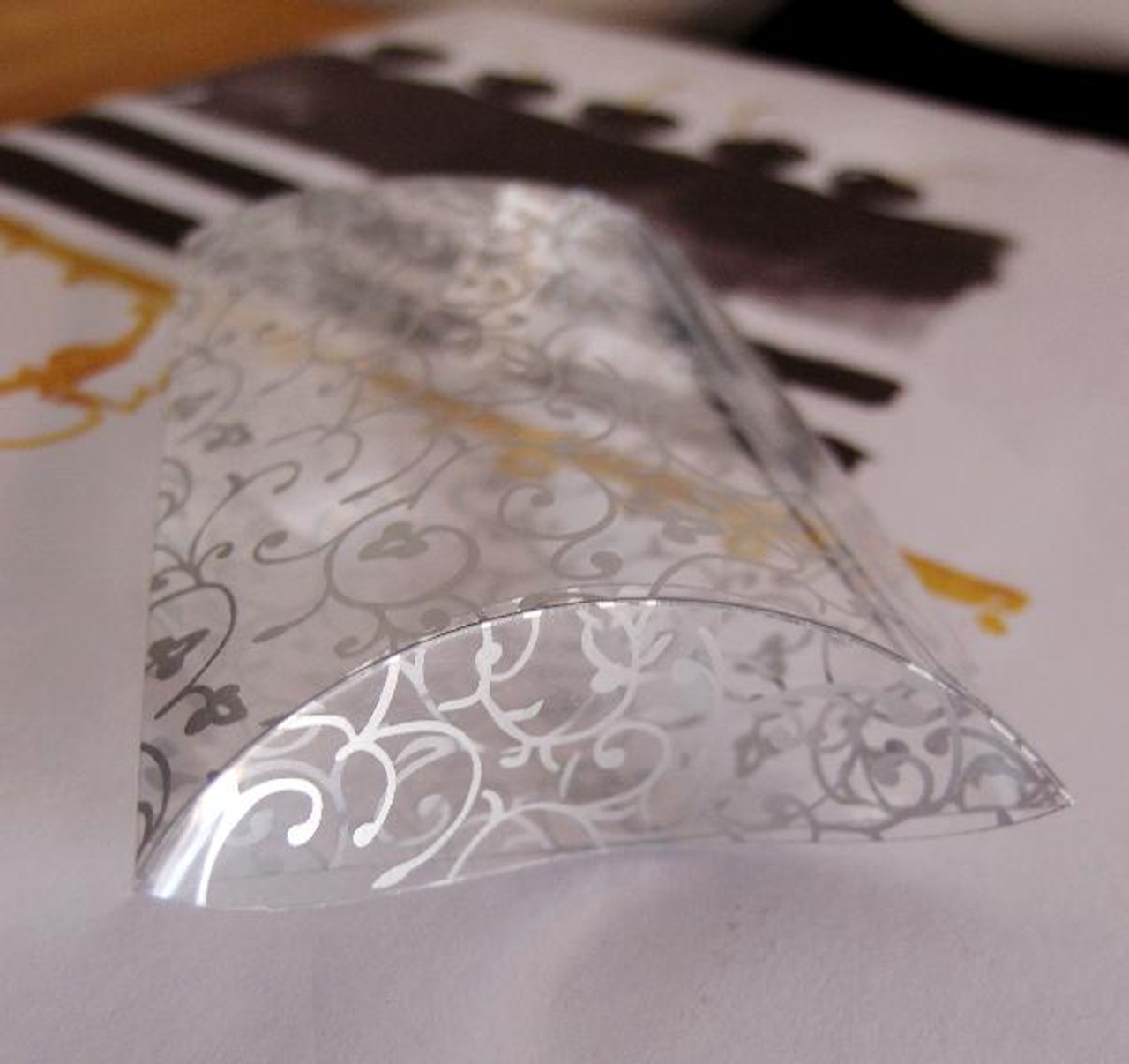 Silver Floral Print Transparent Pillow Box