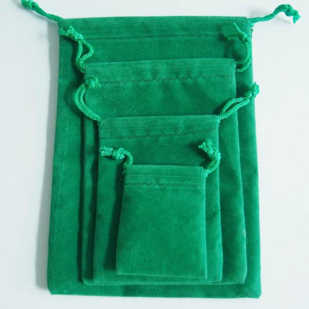 Kelly Green Velvet Bags Dozen Pack (4 sizes)