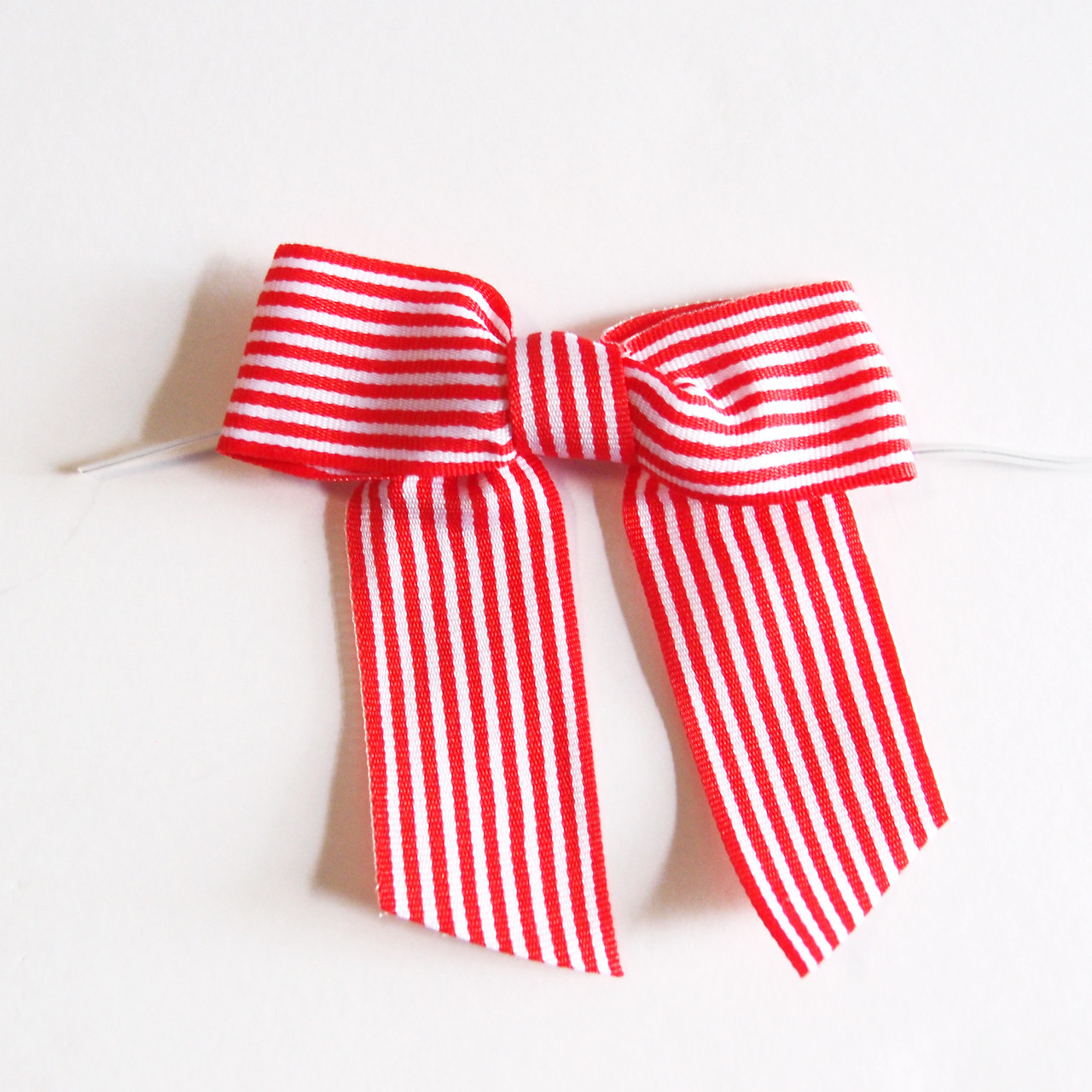 Red and White Striped Pre-tied 3" Bow w/Twist-tie