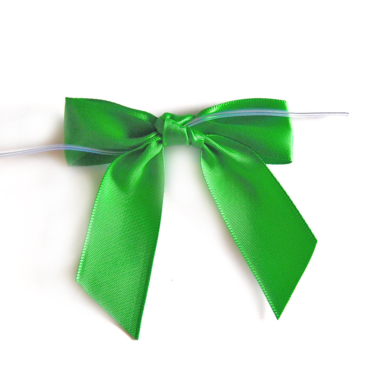 Kelly Green Satin Pre-tied Bows w/Twist-tie (3 sizes)