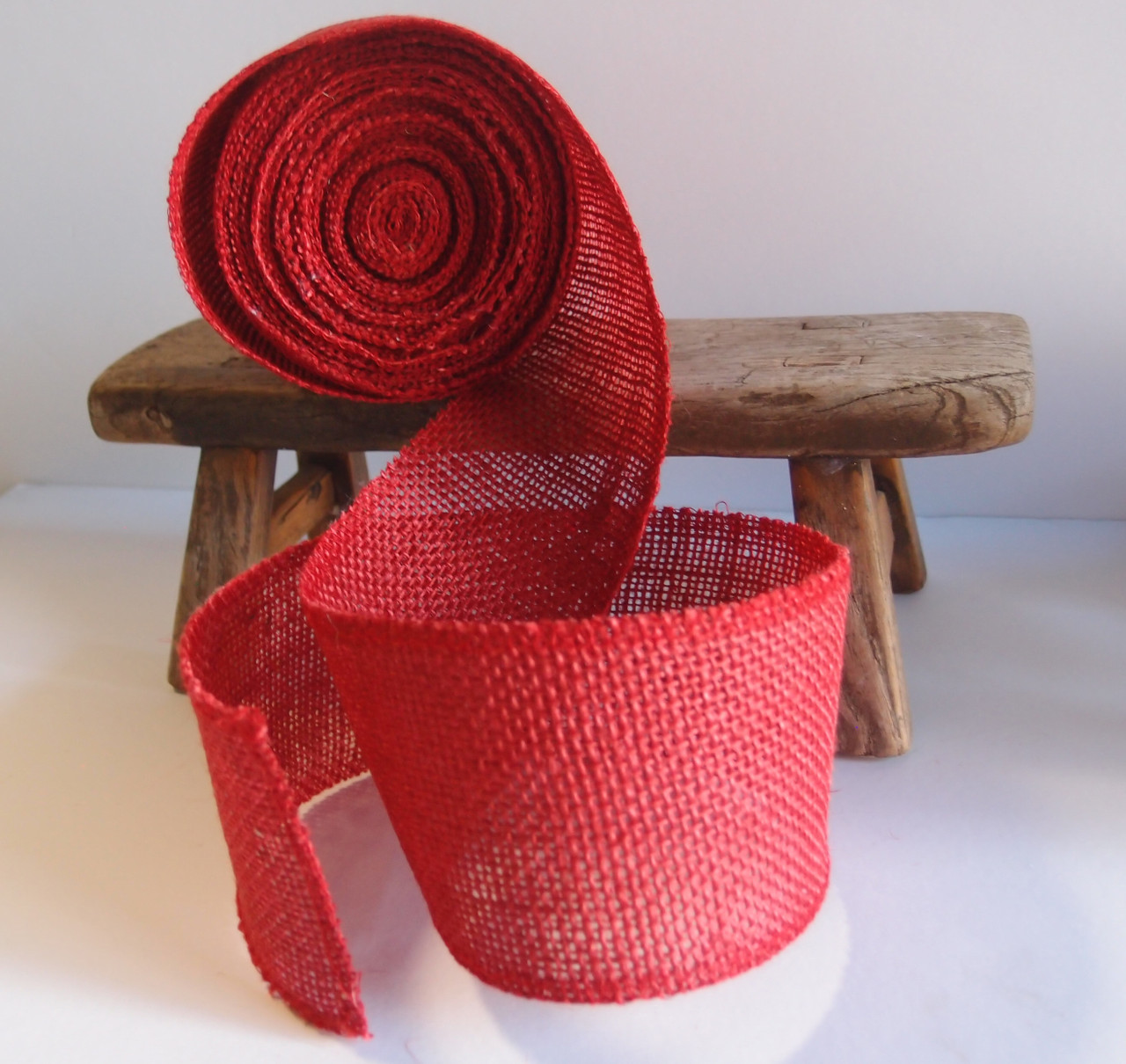Red Burlap Ribbon 3 inch 2 Rolls 20 Yards Unwired Rustic Jute Ribbon for Crafts, Mason Jars, Weddings, Party Decoration; by Mandala Crafts
