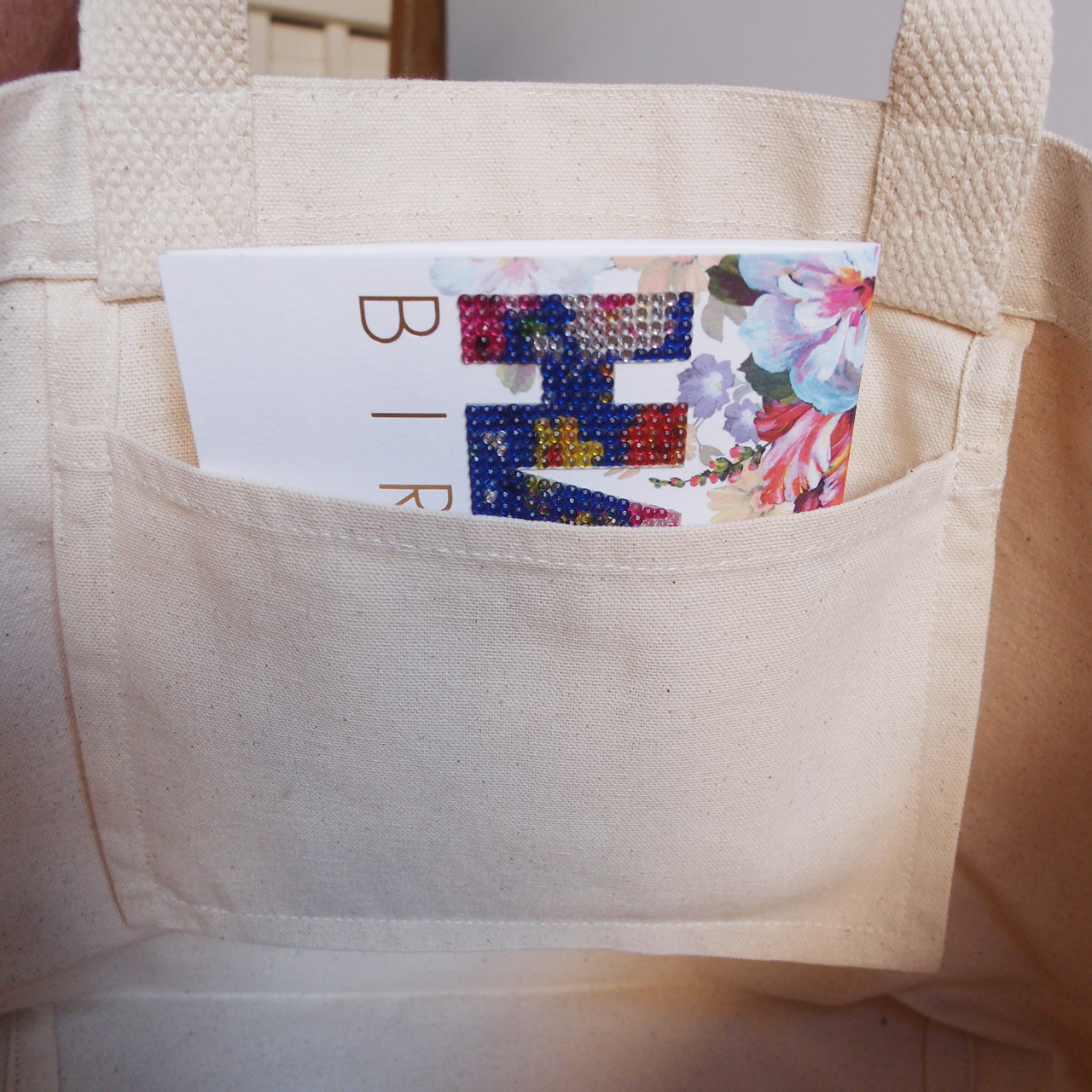 Organic Cotton Tote Bag 13 ½ x 13 ½ x 2 ¾ inches