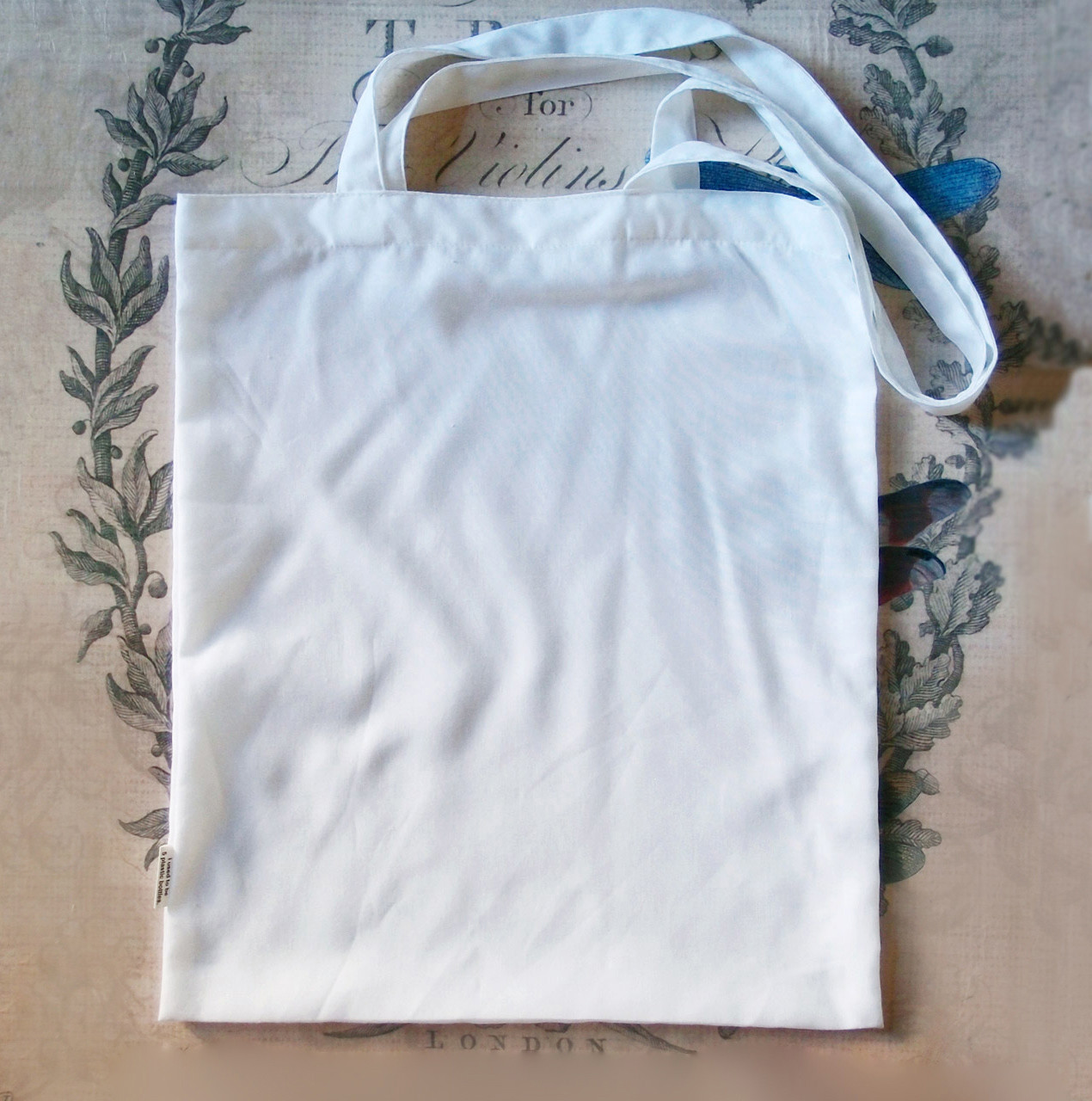 Recycled Bottle Tote Bag 14 x 16 ¼ inches White B699-51, Wholesale Recycled (RPET) Tote Bags