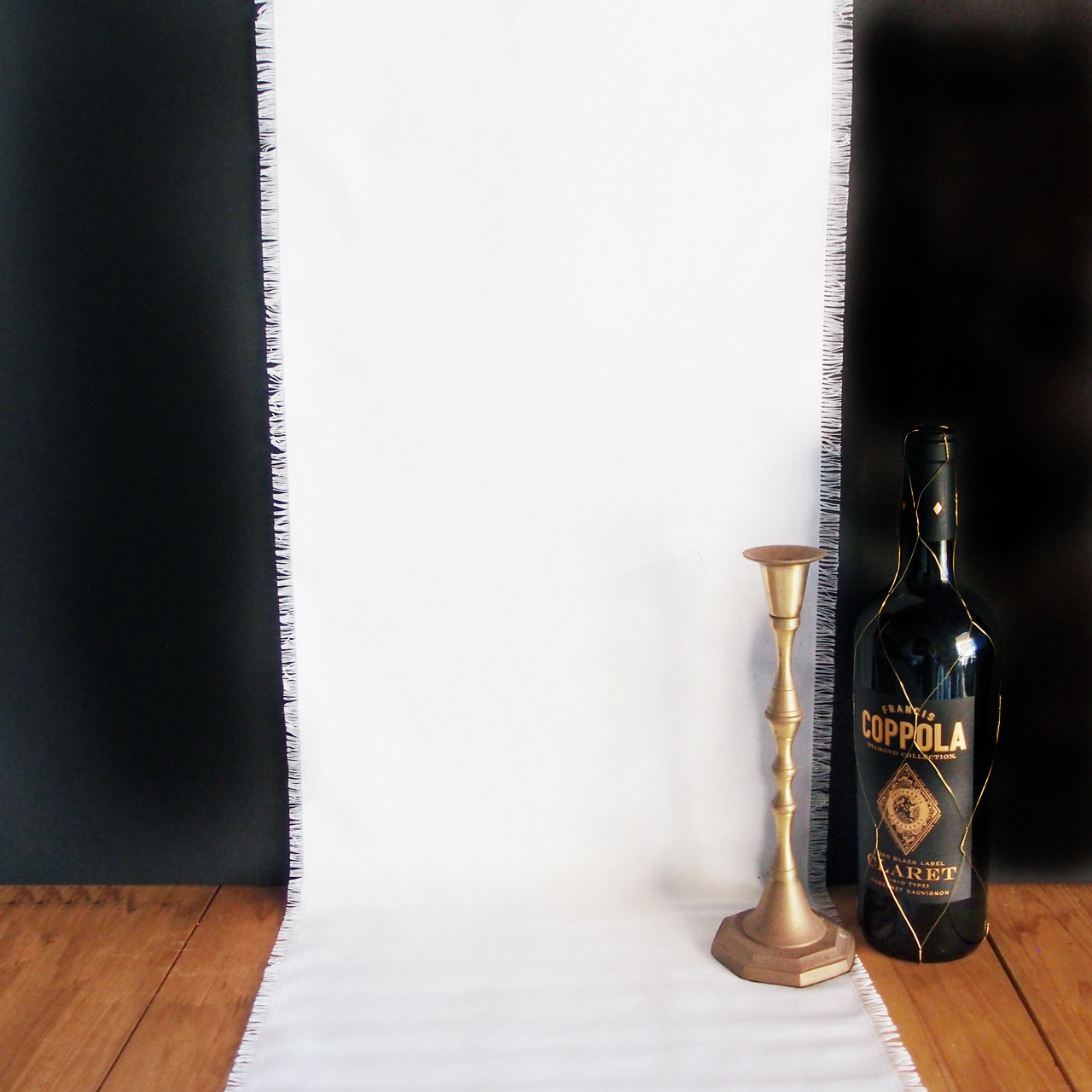 White Cotton Table Runner with Fringed Edges 12 ½ x 76 inches