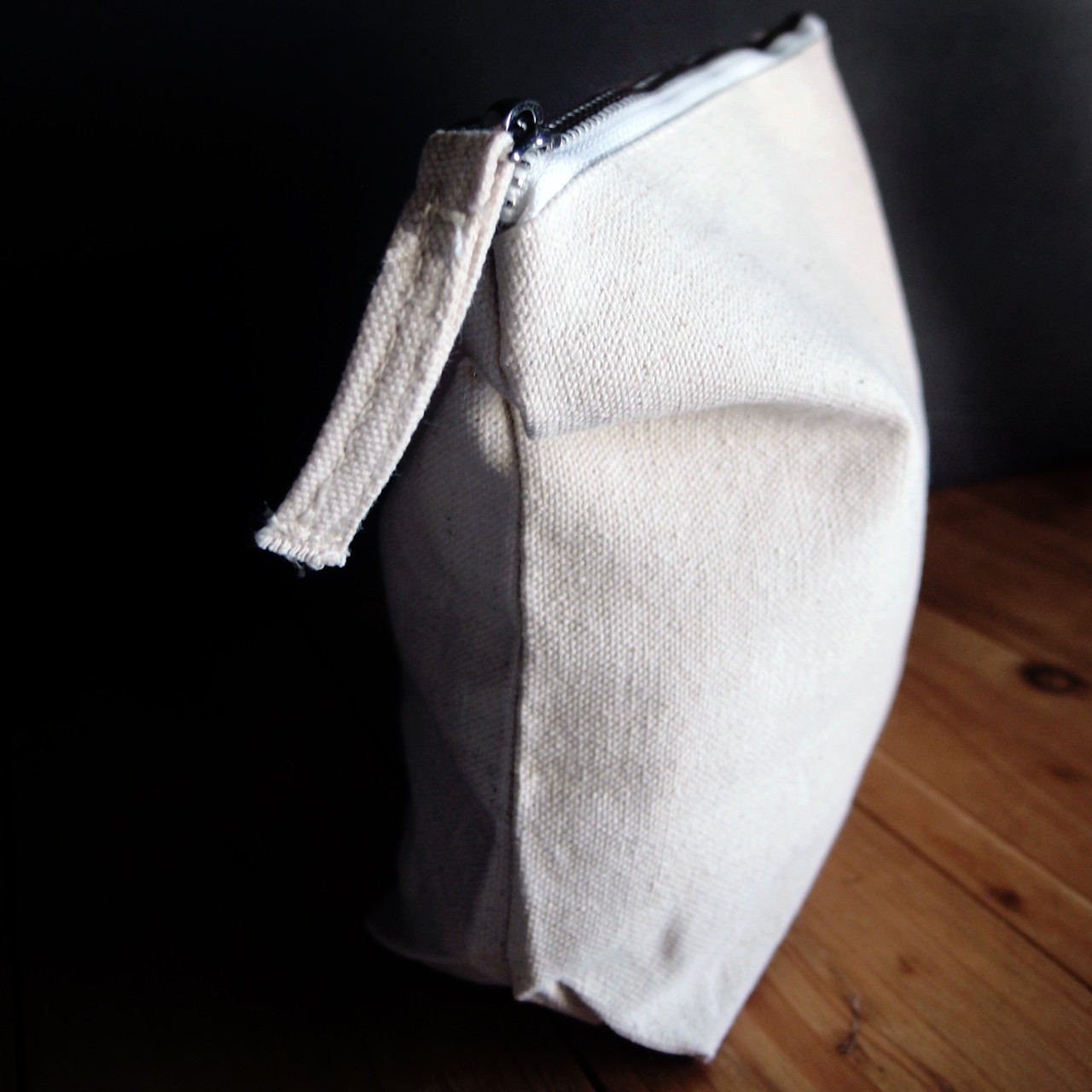 Natural Color Cotton Zipper Bag Standup Pouch with Silver Zipper