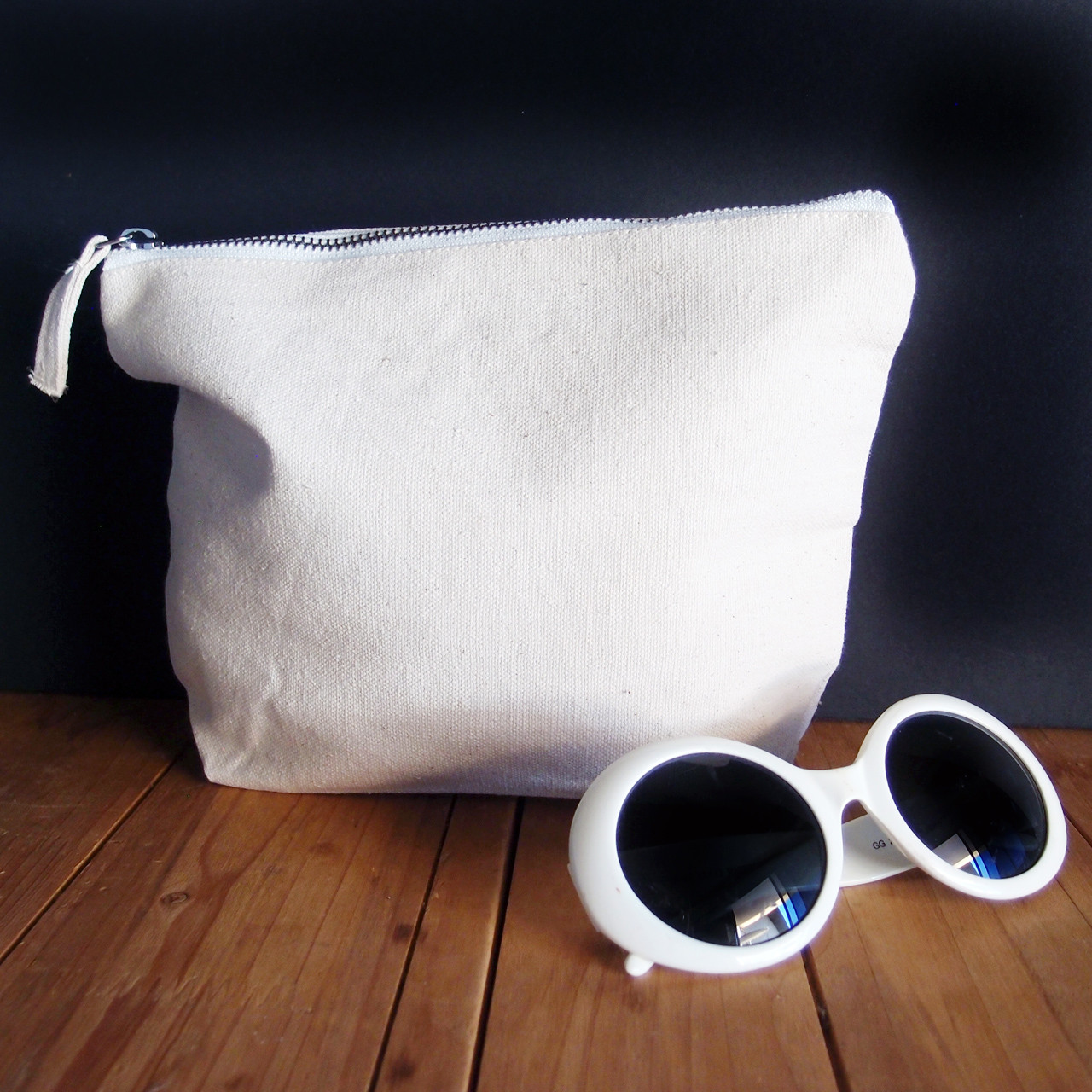 Natural Color Cotton Zipper Bag Standup Pouch with Silver Zipper