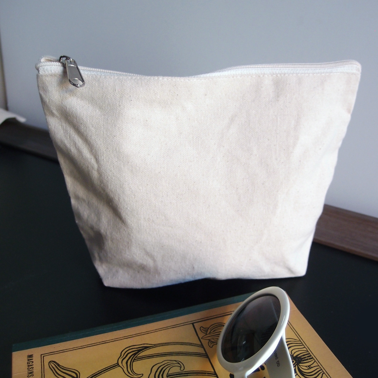 Natural Color Recycled Canvas Standup Zipper Bag 10 inches