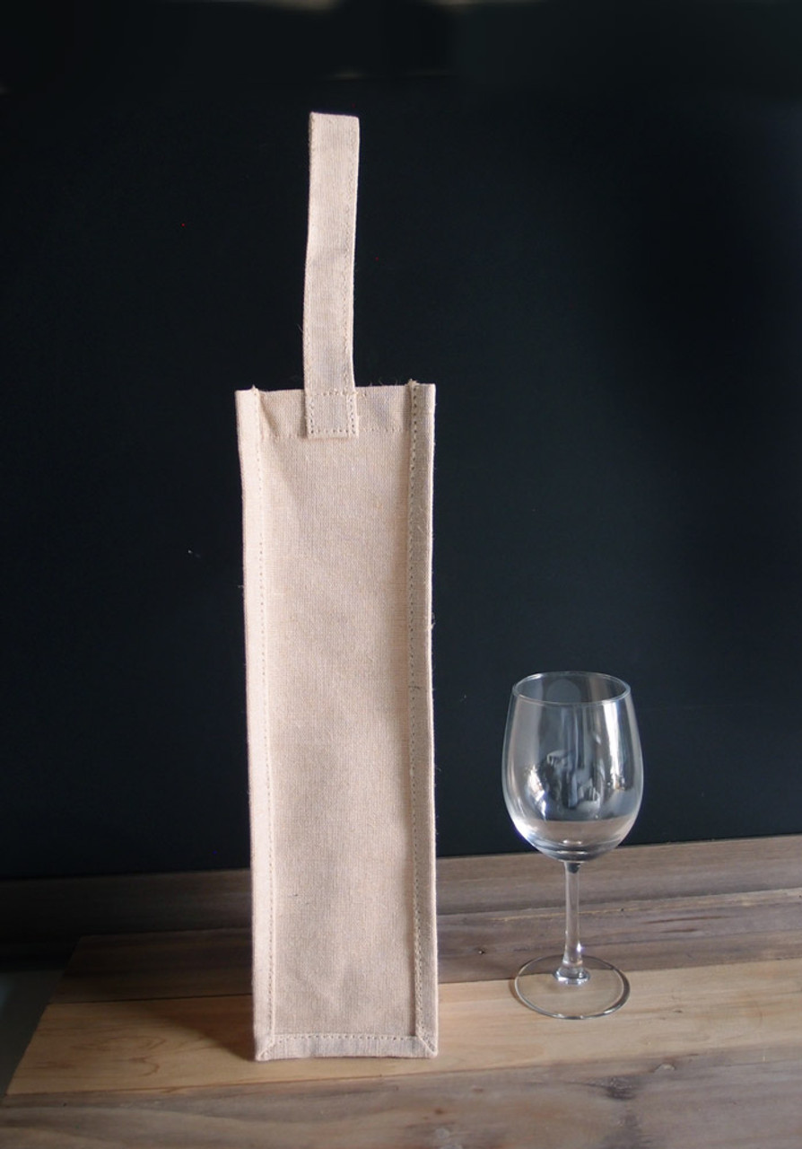 Jute Blend Wine Bag with Natural Handle 