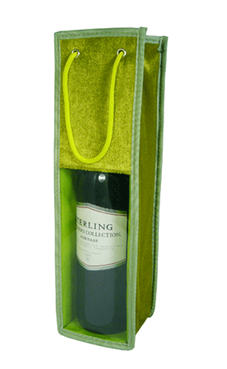 Moss Velvet Wine Bag with Clear Window