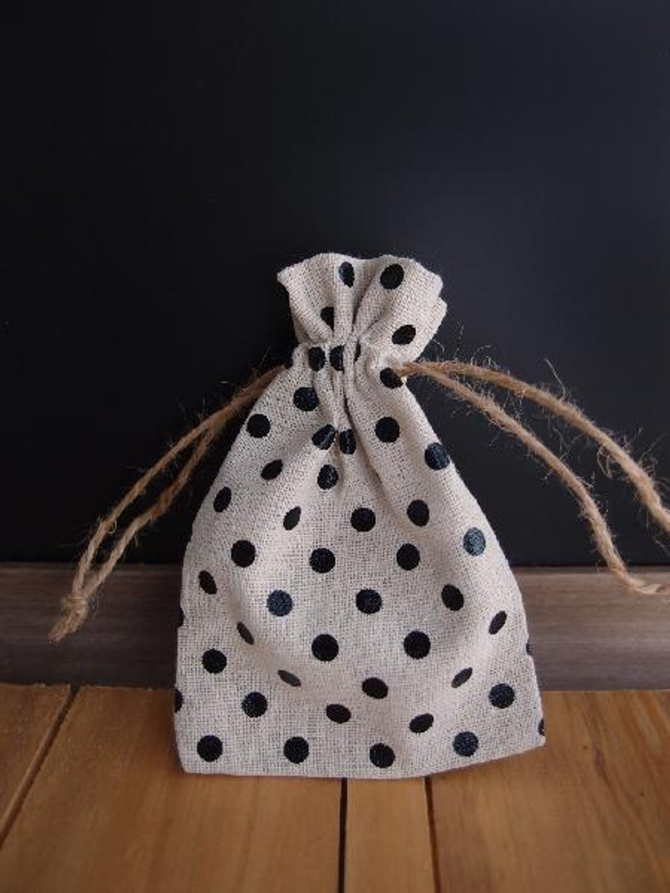 Linen Bag with Black Dots - 3.5"x5"