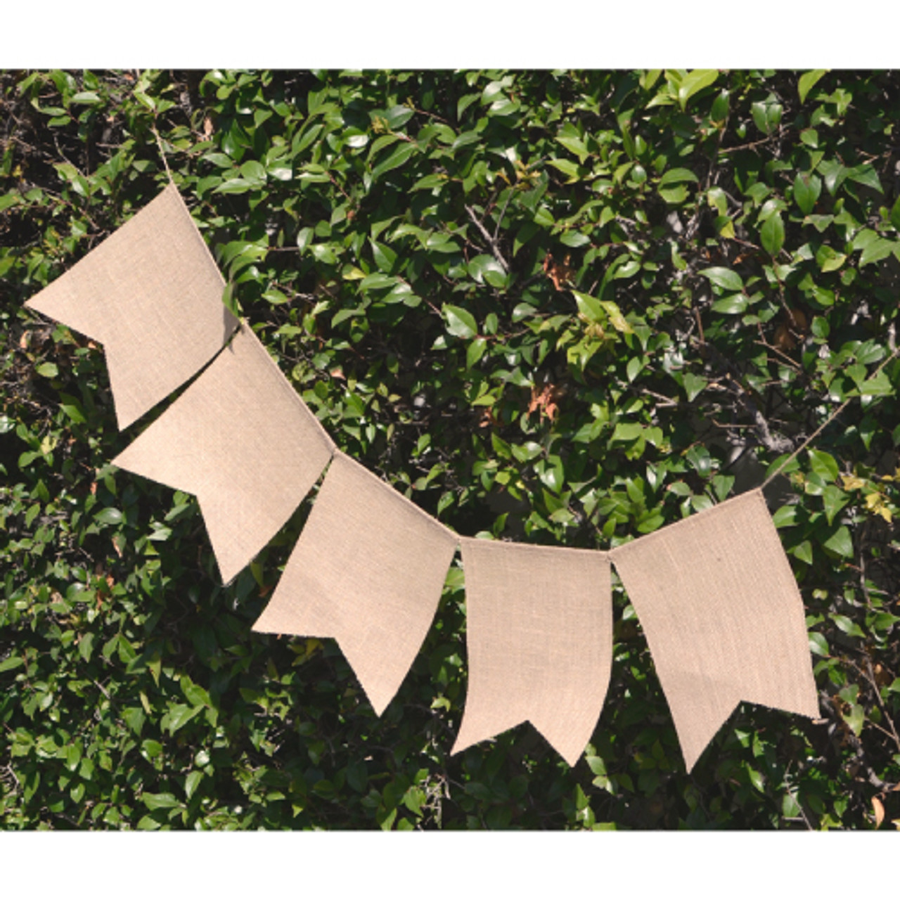 Natural Burlap Swallow Tail Pennant Banner with Jute Cord