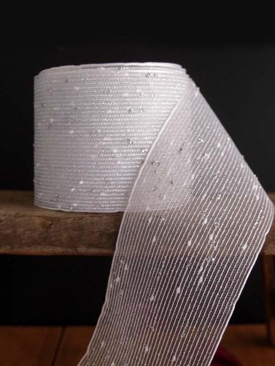 Silver Tufted Cotton Mesh Ribbon (2 sizes)