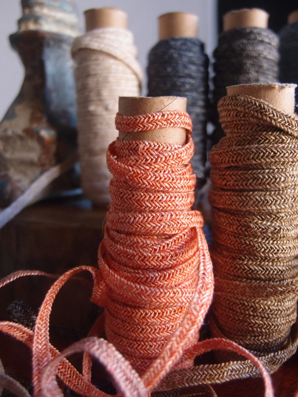 Orange Faux Linen Braided Cord