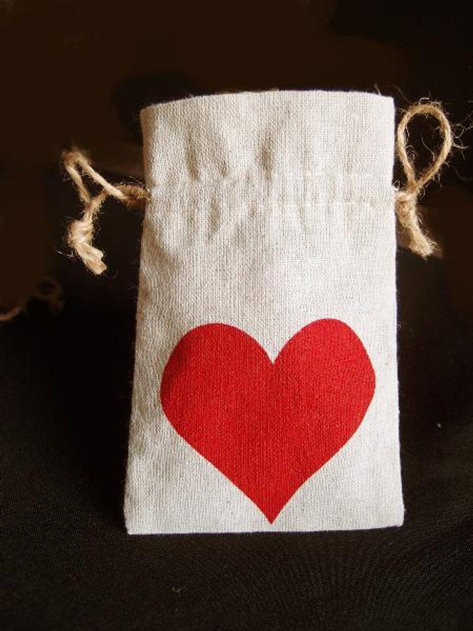 Linen Bag with Red Heart Print (3 sizes)
