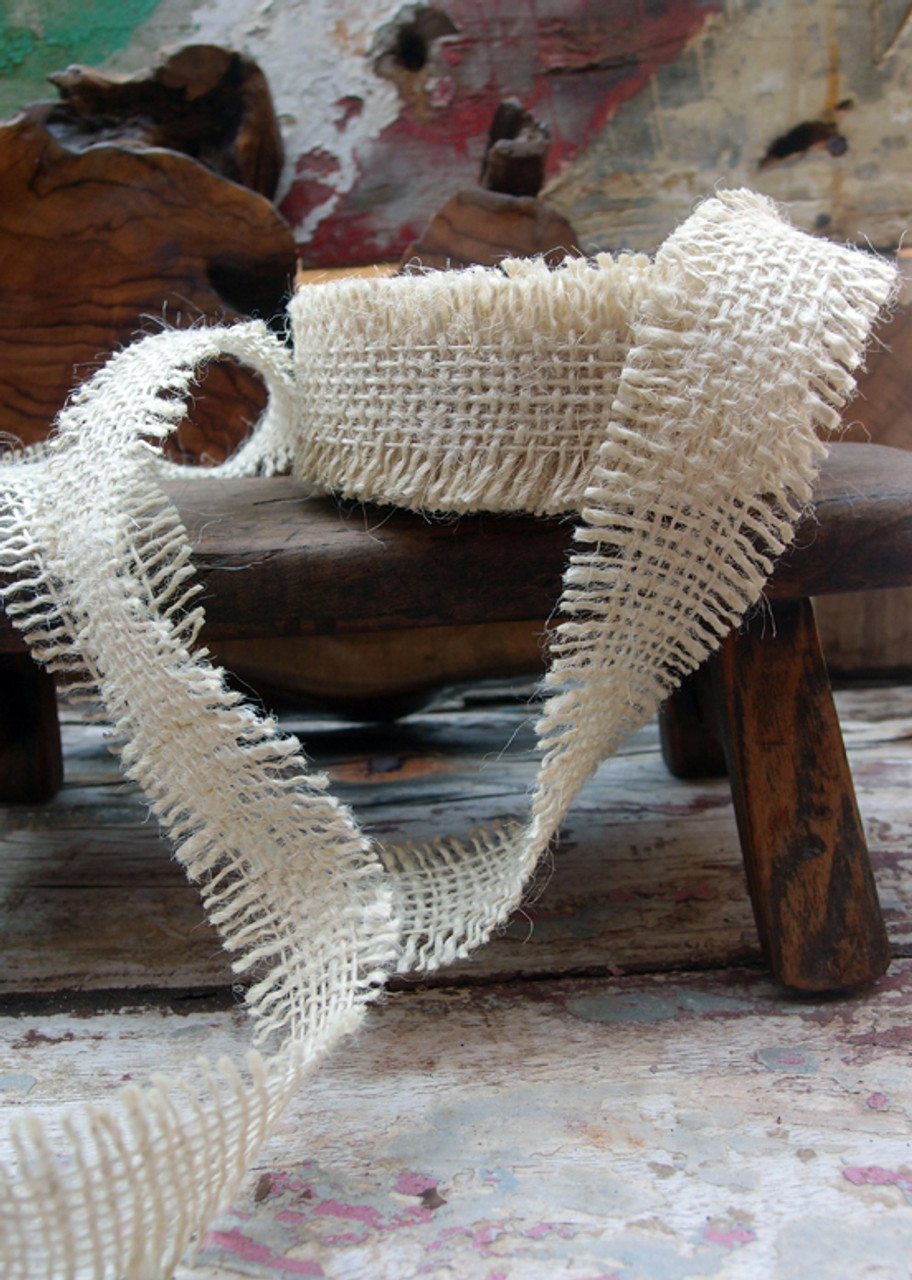 Burlap  Ribbon Off White