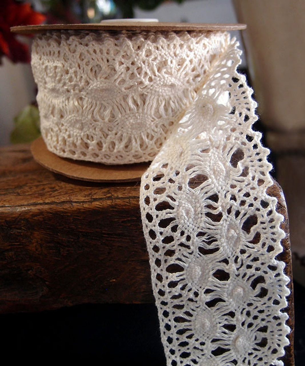 2 1/2" Cotton Crochet Lace Ribbon-Ivory