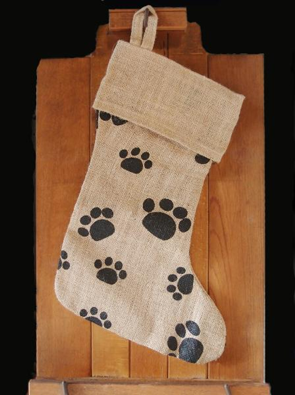 Jute Stocking with Paw Print 17" 