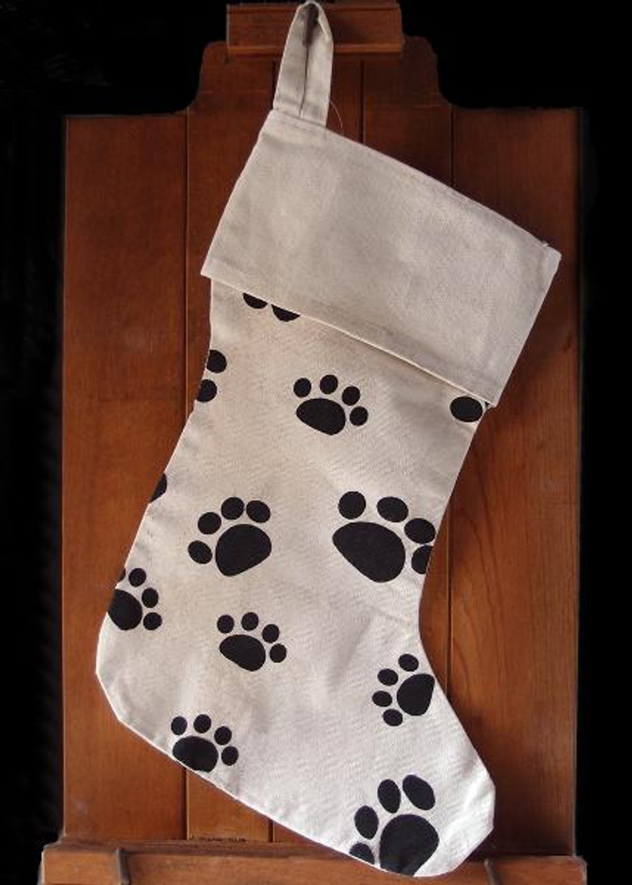 Canvas Stocking with Paw Print 17" 