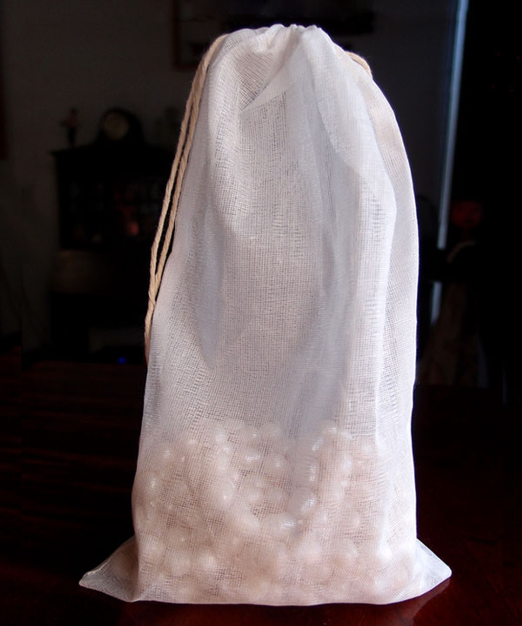 Cotton See-thru Muslin Bags with Cotton Drawstring (9 sizes)
