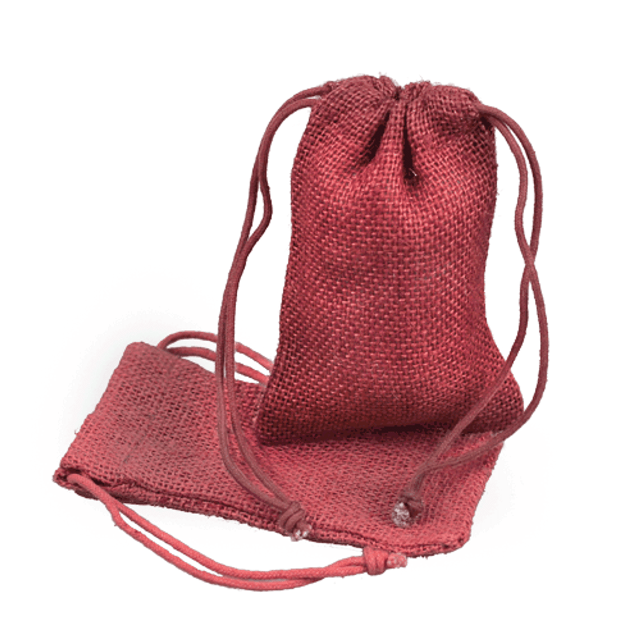 Burgundy Jute Bag with Cotton Cord ( 3 sizes)