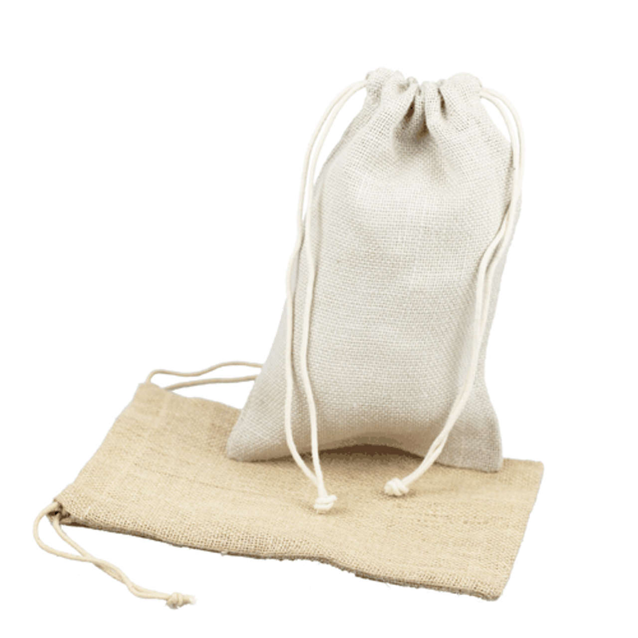 White Jute Drawstring Bag with Cotton Cord (3 sizes)