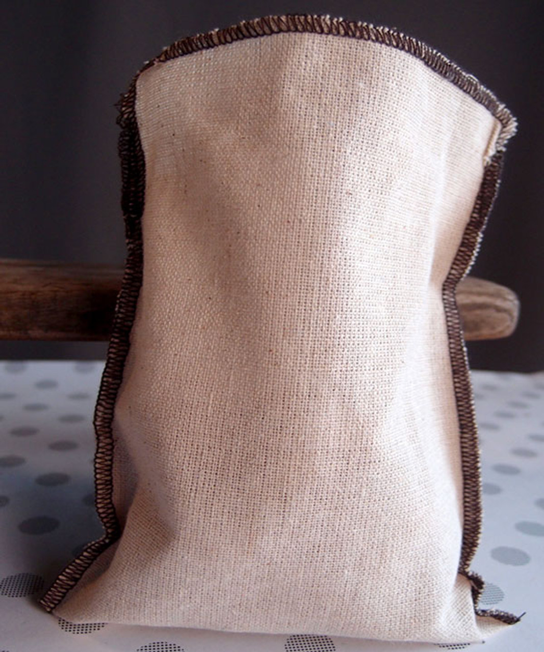 Linen Pouch with Brown Serged Edge (3 sizes)
