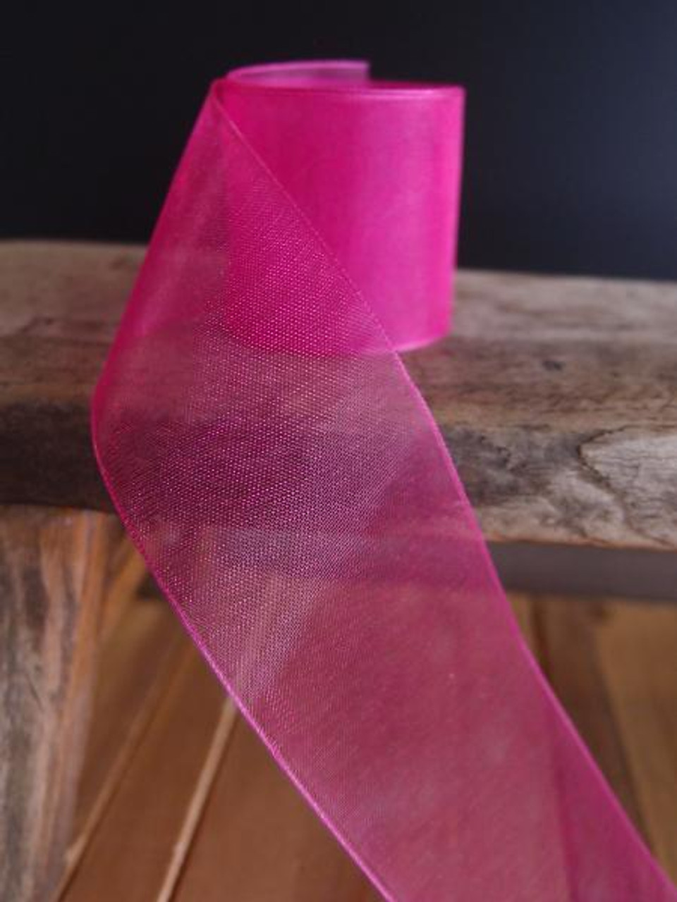 Fuchsia Sheer Ribbon with Monofilament Edge (3 sizes)