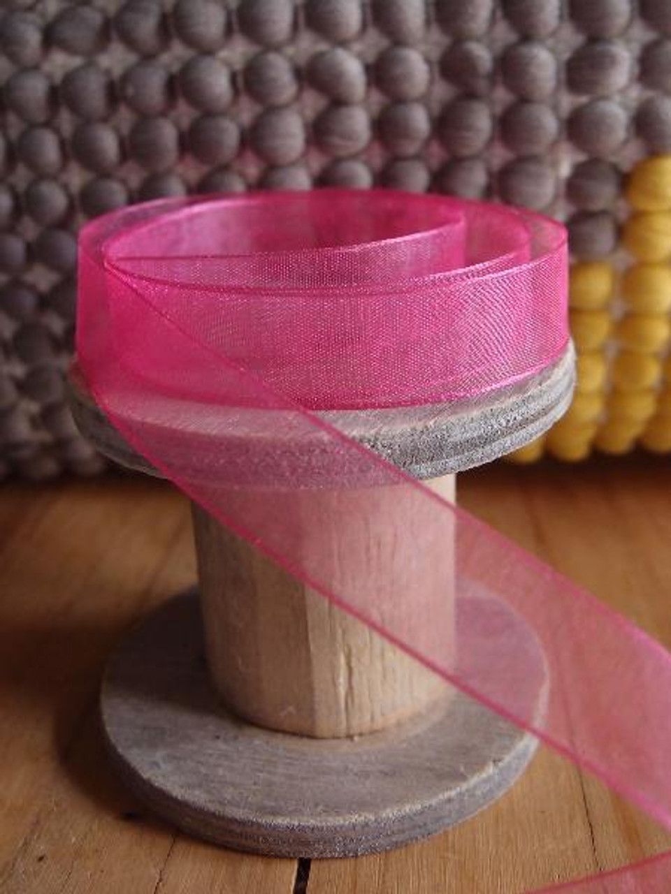 Hot Pink Sheer Ribbon with Monofilament Edge (3 sizes)