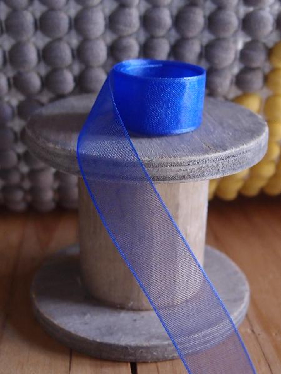 Royal Blue Sheer Ribbon with Monofilament Edge (5 sizes)