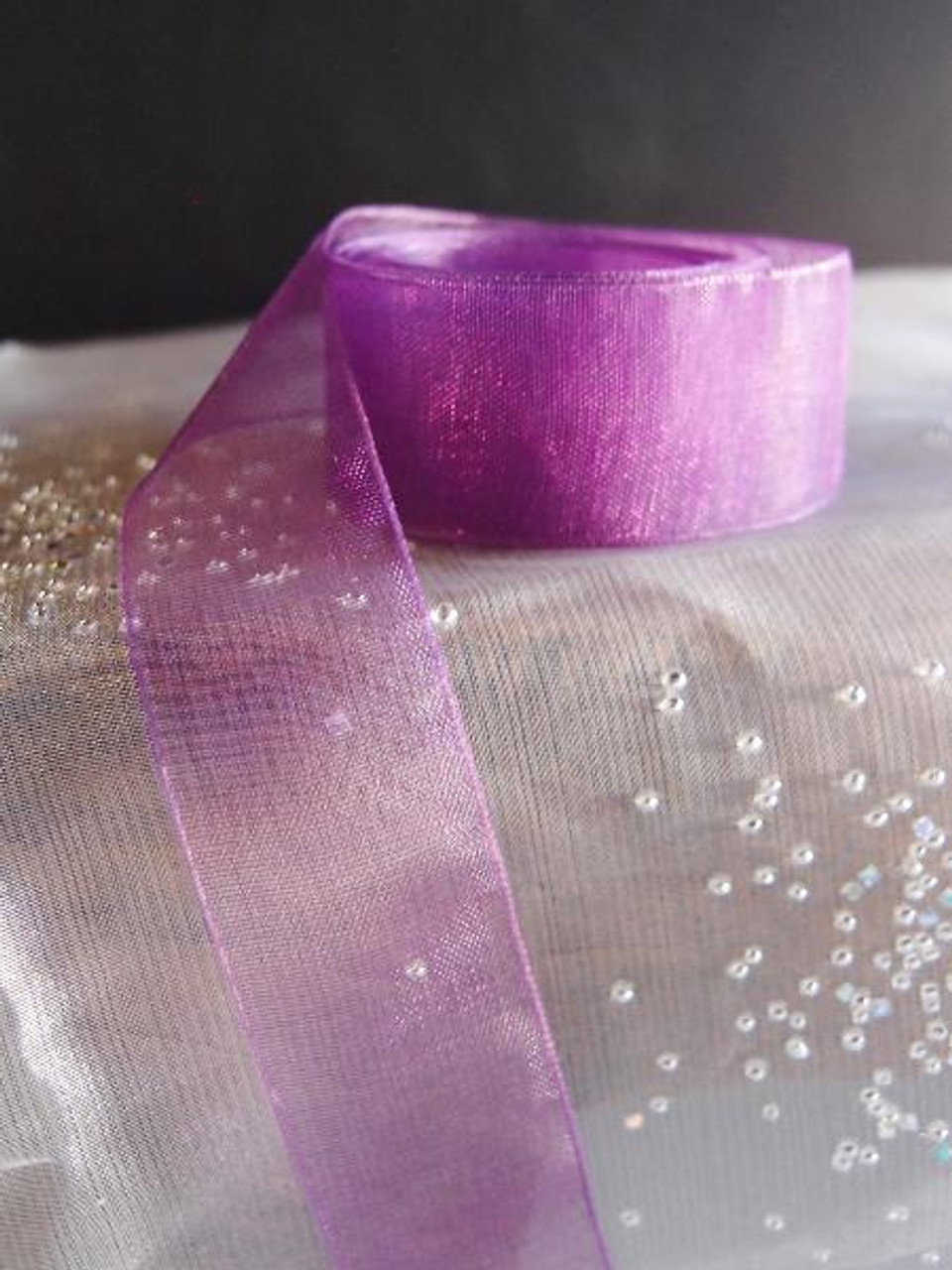 Purple Sheer Ribbon with Monofilament Edge (3 sizes)