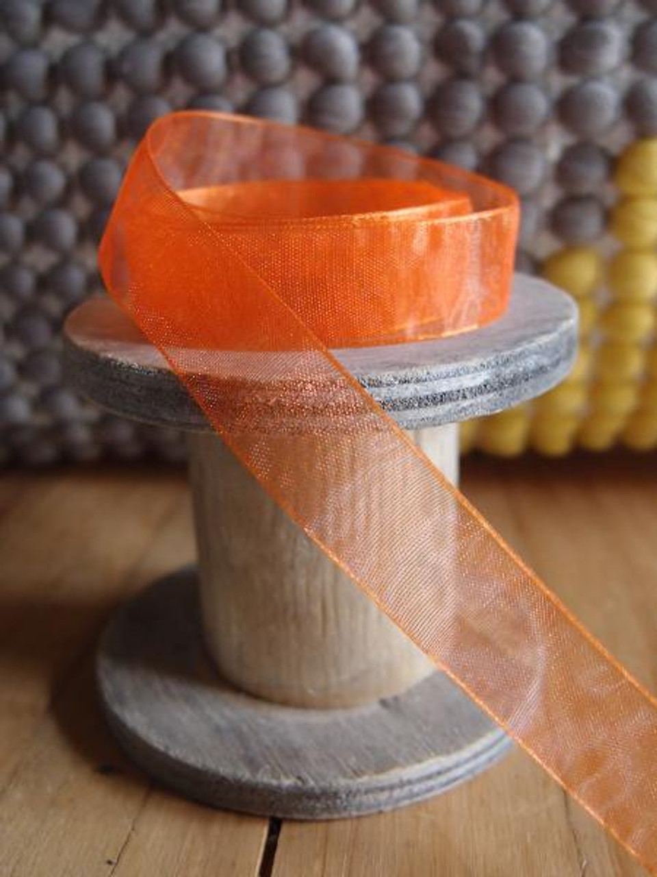 Orange Sheer Ribbon with Monofilament Edge (3 sizes)